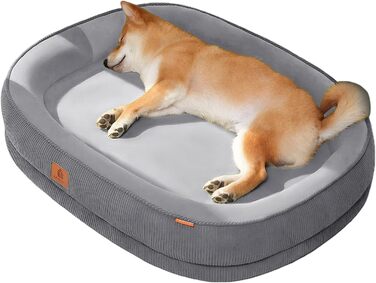 Ортопедичне ліжко для собак, 75x60x12.5 см. М'яке ліжко для середніх собак та котів, знімний та пральний килимок, антиковзаюча підкладка, кошик для собак з кордом та флісом, темно-сірий колір