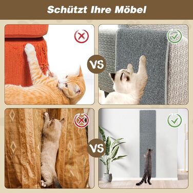 Килимок для дряпання котів FHTONGE 71x15.8 см з сизалю для кріплення на стіну, сірий