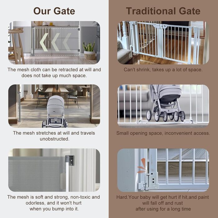 Захисний бар'єр для дитячих воріт Treppenschutzgitter, розтягуваний 0-180 см, сірий, 86x180 см
