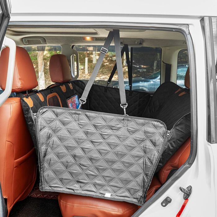 Накидка для собаки в авто 137x147 см, захист для заднього сидіння з фіксацією ременем, водовідштовхувальна, стійка до подряпин, 600D Oxford, для легкових автомобілів, вантажівок, позашляховиків, чорна