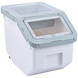 Контейнер для зберігання корму для тварин, контейнер для корму для собак зі шкребком, стікельний, 10 кг, з кришкою, сірий, розмір L (Cyan-Small)