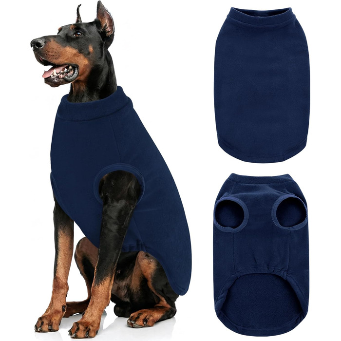 Пуловер для собак AOFITEE з флісу, теплий різдвяний, для великих собак, синій, XL