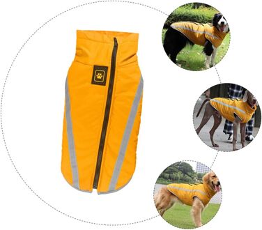 Жовтий водонепроникний дощовик для собак з флісовою підкладкою та світловідбиваючими смугами, 55x68 см