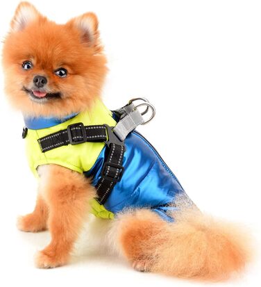 Водонепроникна зимова куртка для собак та котів SALLLEE LUCKY STORE з кільцем D, блакитна (XL)