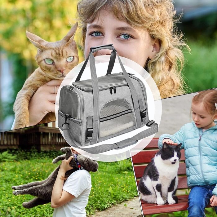 Сумка-переноска для собак – сумочка на плече, розкладна, прозора | Легка переноска для цуценят та маленьких собак, зручний рюкзак для подорожей, Trans (сірий)