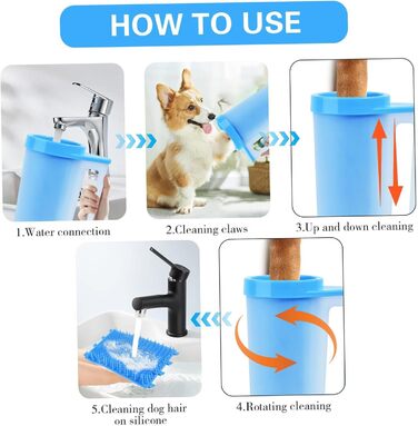 Очисник лап для собак DAGLLGEW: м'яка силіконова щітка, 360° очищення, портативний набір для дому та прогулянок