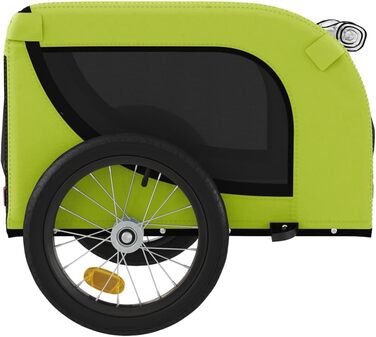 Фасба Причіп для собак, причіп для велосипеда, причіп для собак з відбивачами та прапорцем, причіп для котів та домашніх тварин, зелений та чорний Оксфорд, тканина та залізо