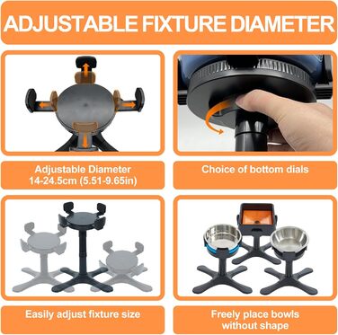 Підставка для годівлі собак, регульована по висоті, миска для води та корму, підвищена, регульована висота 5.5', 9.45', 13.2', стабільна та неслизька, для малих, середніх та великих собак, чорна