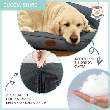 Лежанка для собак та котів Shiro, знімний чохол, легко миється, м'яка з високим бортиком, антиковзаюча підкладка, темно-сірий колір, розмір Small (51 x 41 x 20 см)