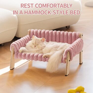 М'яке ліжко для котів EWOOFUN - велике, стабільне, знімне, 56x45 см (Рожевий, M)