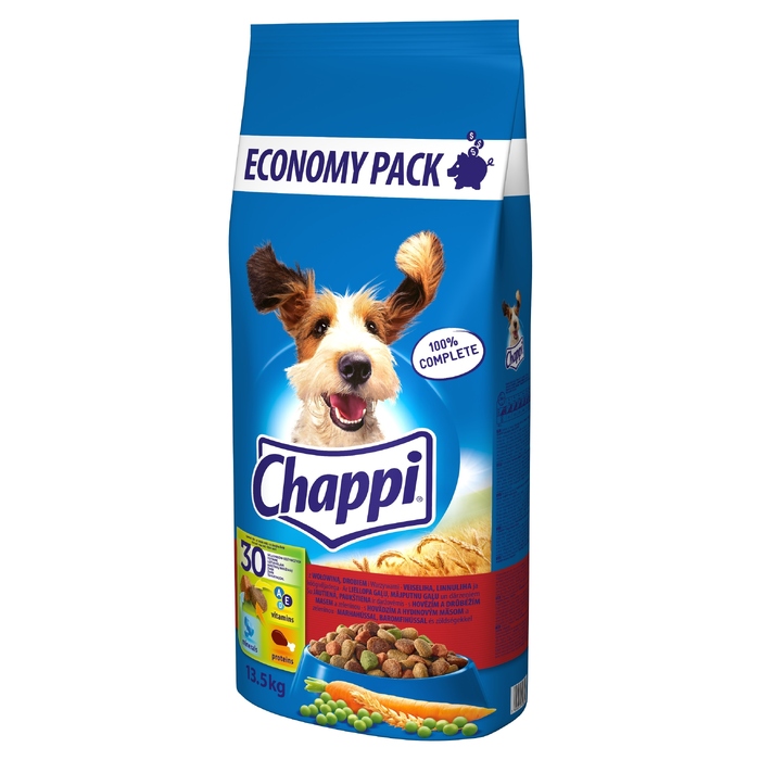 Сухий корм для собак Chappi з яловичиною, птицею та овочами, 13,5 кг