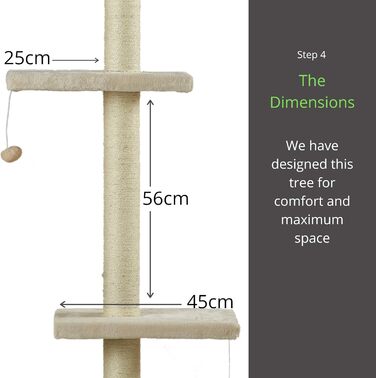 Котячий комплекс Kratzbaum Deckenhoch XL: сірий, 215-280 см, регульована висота, котячий будиночок, кігтетопка, ігровий комплекс