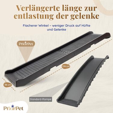 Рампа для собак у машину, складана – 174 см, 38 см – чорна, для великих собак, до 136 кг – підходить для авто та SUV