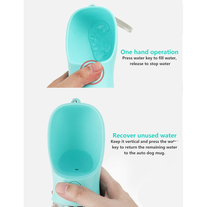 Водяна пляшка для собак Kalimdor, витокозахисна, портативна, 340 мл, рожева