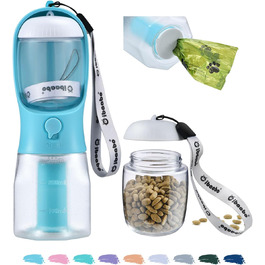 Водяна пляшка для собак Cibaabo з контейнером для корму та тримачем для відходів, 590 мл, портативний диспенсер для домашніх тварин, надійний замок, фільтр з активованого вугілля для пиття, годування, подорожей, прогулянок та походів