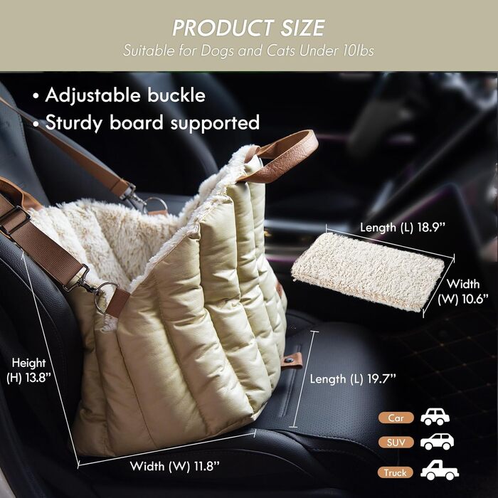 Автомобільне крісло, переноска та ліжко для маленьких собак ClevaHome – Крісло для собак до 4,5 кг, переноска для дому та вулиці