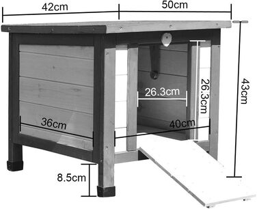 Будинок для котів 50x45x43 см із відкидною кришкою та пандусом, утеплений для зими