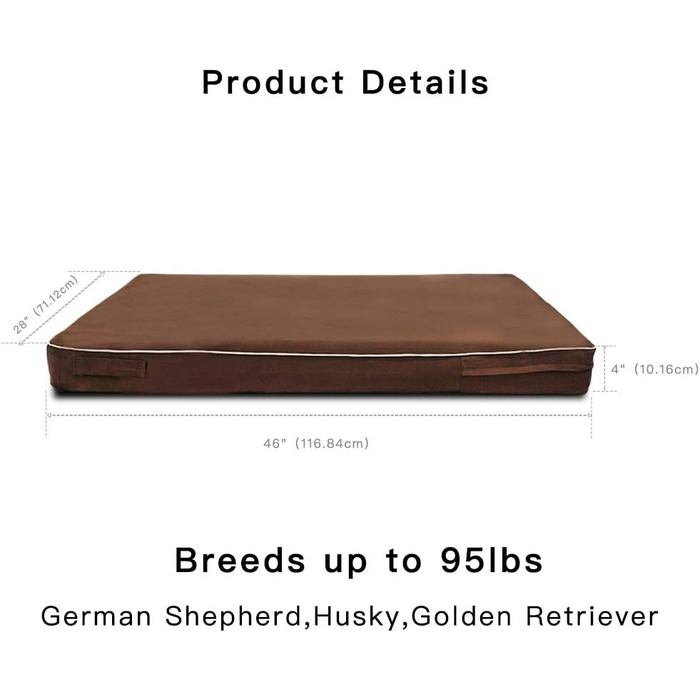 Ортопедичне ліжко для собак Laifug з Memory Foam, велике, з подушкою, водонепроникне, знімний чохол, розмір L (117x71x10 см)