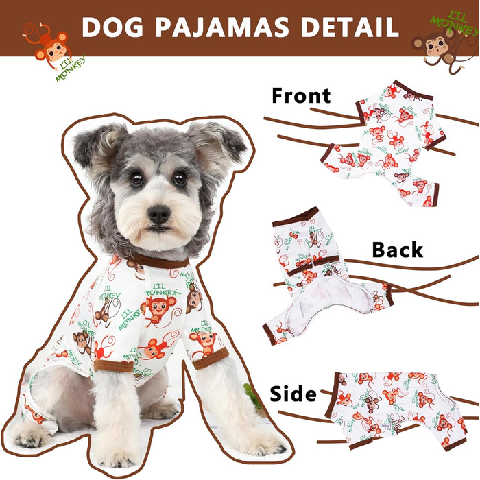 Піжама для собак: теплий та милий комплект для маленьких та середніх собак, дівчаток та хлопчиків. Піжама-комбінезон для цуценят, котів та інших домашніх тварин. Розмір M (X-Large), колір коричневий.