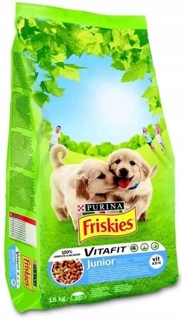 Корм для цуценят Friskies Junior з куркою, молоком та овочами, 15 кг