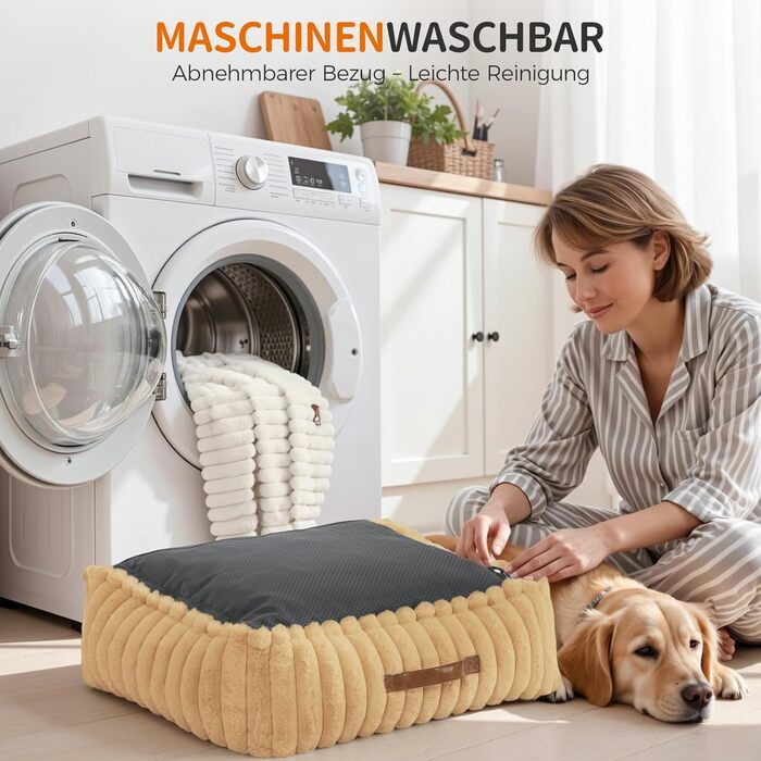 Ортопедичний лежак для собак великих порід, м'який лежак-софа з подушкою для голови, знімний килимок, з ручками (109x76x20 см, темно-сірий)