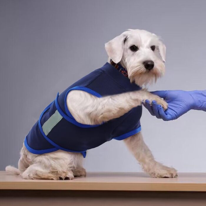 Жилет-заспокоювач для собак IECOii, регульований, з світловідбиваючими смугами, для собак маленьких порід, розмір S (XS, обхват грудей 30-41 см), темно-синій