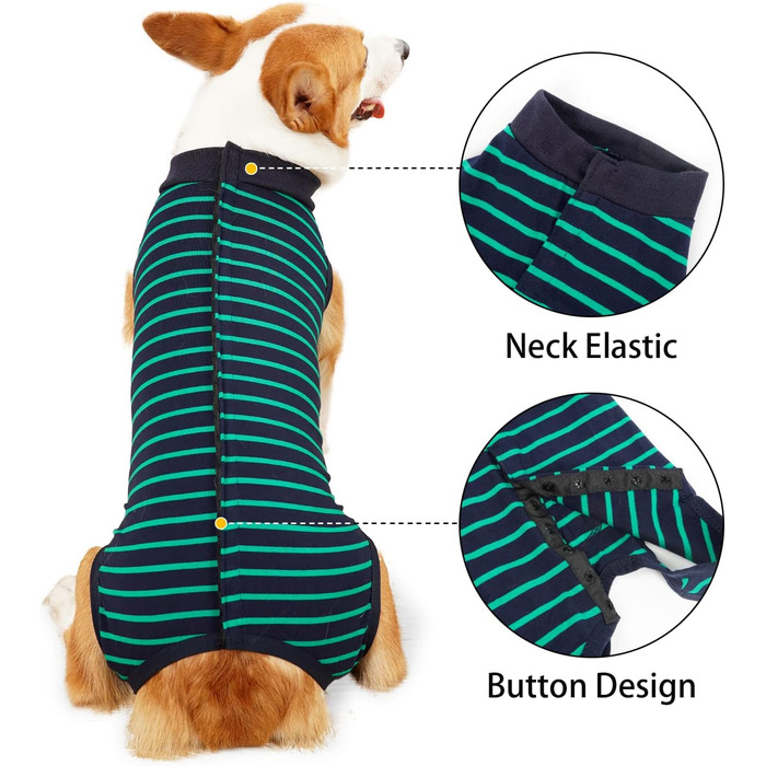 Комбінезон для собак, дихаючий, для захисту післяопераційних ран, альтернатива конусу, без шнура, післяопераційний (XXL, 1 шт., зелений)