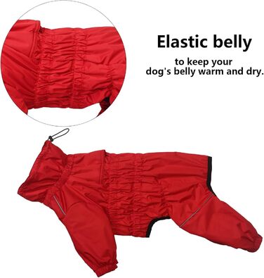 Зимовий комбінезон для собак з ніжкою, водонепроникний, з флісовою підкладкою, вітростійкий, світловідбиваючий, для маленьких та середніх собак, червоний, XL