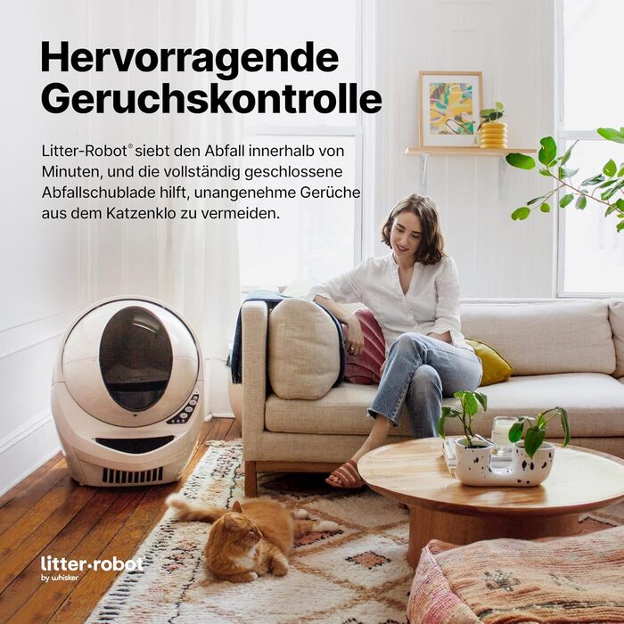 Автоматичний туалет для котів Litter-Robot 3 Connect Whisker, бежевий, самоочищення, зменшує запахи, підходить для будь-якого грудкуватого наповнювача