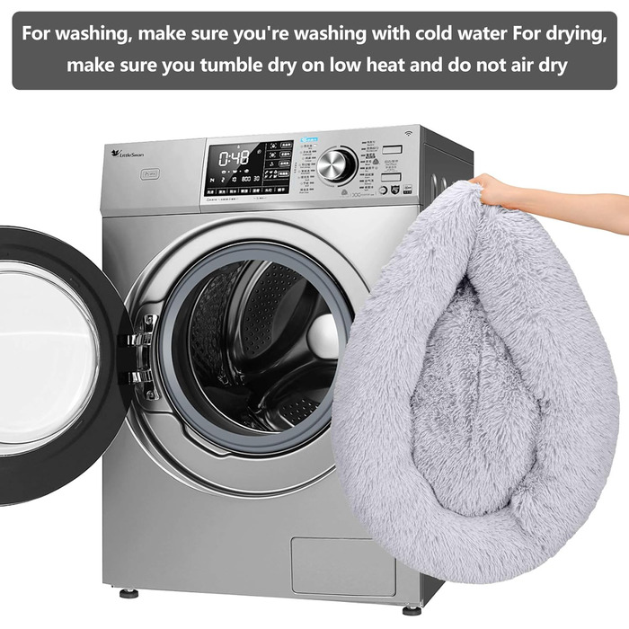 Кругле ліжко для тварин 50 см: м'яке ліжко для собак та котів у формі пончика, світло-сірий колір