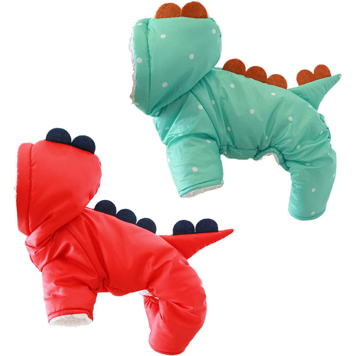 Костюм для собак у вигляді динозавра: теплий зимовий комбінезон з капюшоном, куртка-пуховик, костюм для собак, зелений, XL