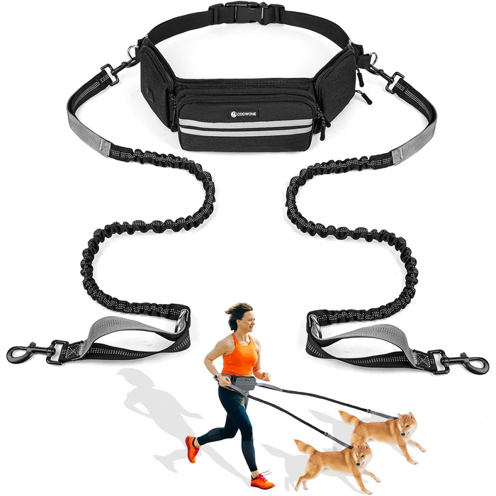 Сумка для ласощів для собак, поясна сумка з дозатором кульок для вигулу, прогулянок та дресирування (з 2 повідками, чорна)