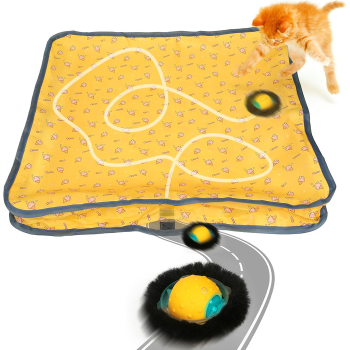 Інтерактивна іграшка для котів: тиха електрична іграшка для дорослих котів, активується рухом, з цвіріканням, ідеально на подарунок (жовта)