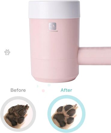 Автоматична чаша для миття лап домашніх тварин | Переносний очищувач лап для собак та котів | Рожевий |