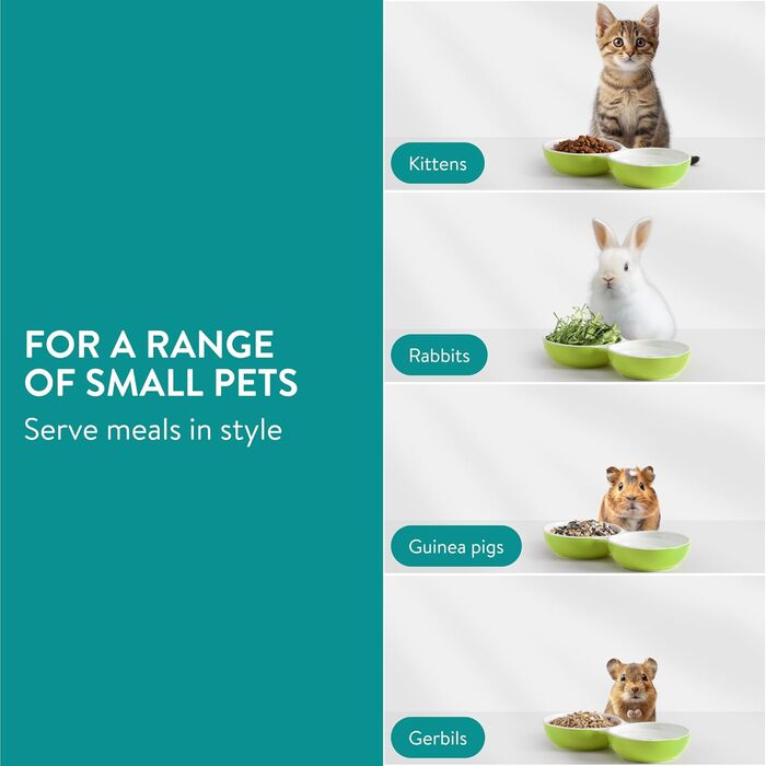 Набір мисок для тварин Navaris: котики, морські свинки, кролики. 2 шт. Кераміка, зелений колір. Підходить для маленьких тварин, гризунів та хом'яків.