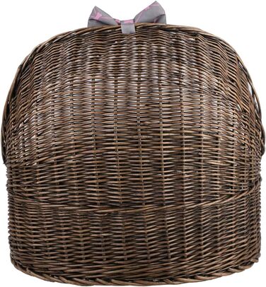 Плетіний лежак для кота з подушкою, з лози (темно-коричневий/сірий)