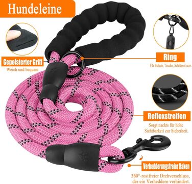 Набір шлейка для собак LOBEVE з повідком та нашийником | З авторемнем, складними мисками та диспенсером для відходів | Для собак маленьких та великих порід | Ідеально для прогулянок, тренувань та подорожей, рожевий