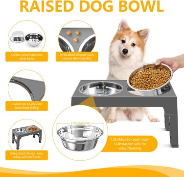 Підвищена годівниця для собак FOSTBEEN з 2 мисками з нержавіючої сталі та повільною годівницею, регульована по висоті