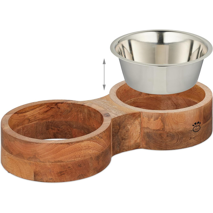 Миска для собак Relaxdays, набір з 2 мисок з нержавіючої сталі, об'єм 2.2 л кожна, розмір 8x48x22 см, для годування собак, колір: натуральний/сріблястий