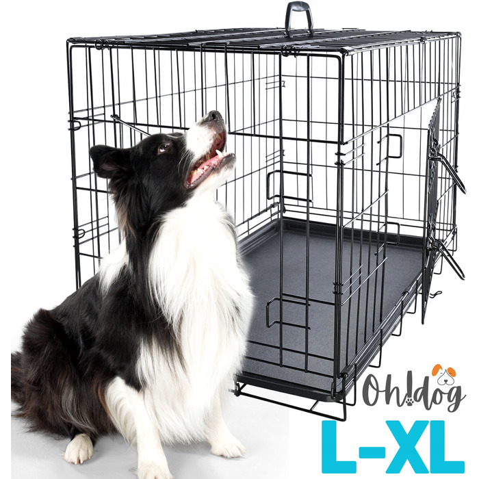 Клітка для великих собак Oh!dog зі сталі з порошковим покриттям, 56 x 90 x 63 см