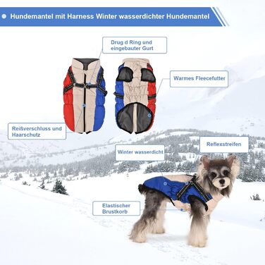 Водонепроникний жилет для собак - теплий зимовий жилет для собак, підходить для цуценят та великих собак (L, XL)
