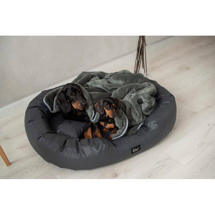 Ортопедичне ліжко для собак Ненсі Преміум, велике, середнє, маленьке - подушка для собак, килимок для собак з еко-шкіри, неслизьке, довговічне, зносостійке, міцне (XXL, Антрацит)