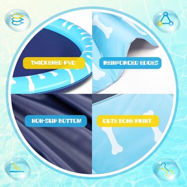 Надувний басейн для собак Nobleza D140см, Splash Pad для великих та маленьких собак, антиковзаюча підстилка, блакитний та світло-блакитний