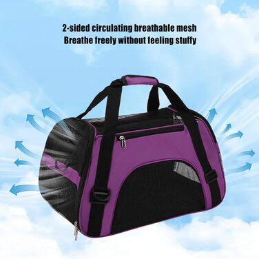 Транспортна сумка для тварин, переноска для котів, водонепроникна, легка, для подорожей, кемпінгу, прогулянок (фіолетова)