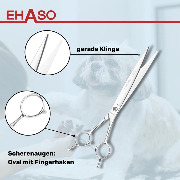 Професійна фреза для собак EHASO 25 см | Пряма фреза Halm | Високоякісні собачі фрези з Золінген