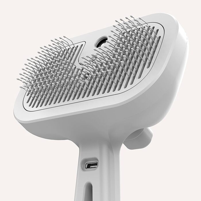 Гребінець для вичісування шерсті собак та котів з функцією відпарювання, протистатичний, білий