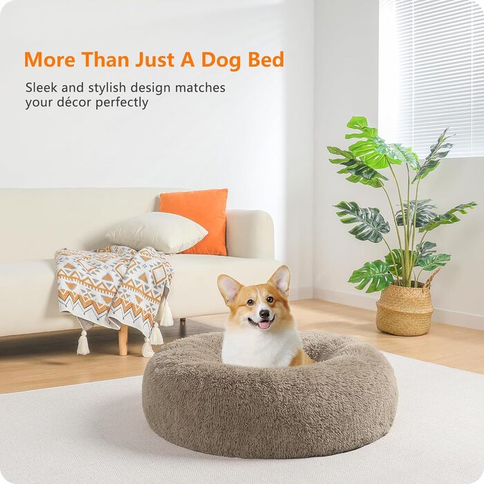 Ортопедичне ліжко для собак, круглий пуф-кіготь, софа для котів та собак, м'який кошик для собак, 70 см Ø, верблюжий колір, розмір 70x70x20 см