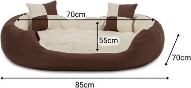 Кровать для собак Lionto 4-в-1 з ортопедичним матрацом, знімним чохлом Oxford, 85x70 см, для собак та котів, з глибоким входом, водовідштовхувальна, коричнево-бежева