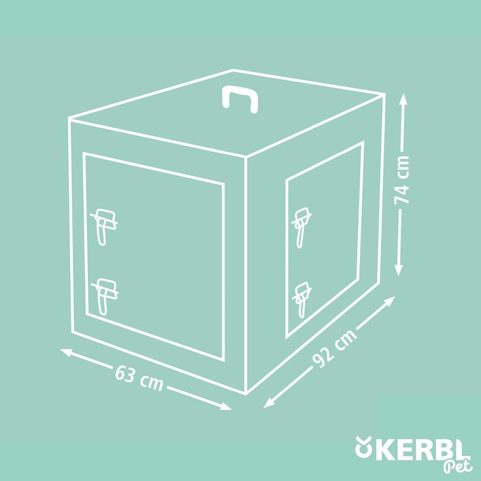 Складаний металевий транспортний бокс для тварин Kerbl, 92×63×74 см, 2 двері, чорний