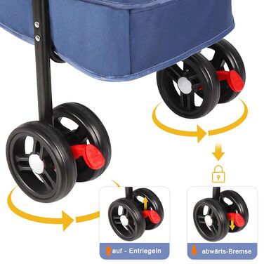 Дитяча візок для тварин, складаний бугі для собак/кішок, 4 колеса, сірий, 50 x 70 x 95 см